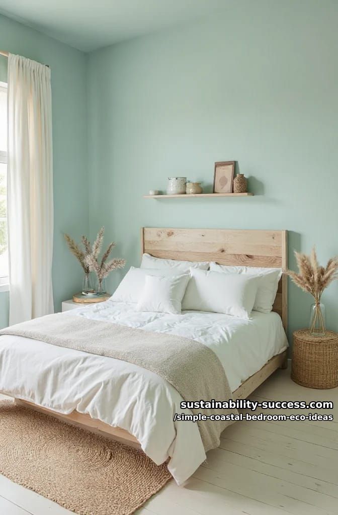 15 Coastal Decor for a Simple Eco-Friendly Bedroom 14 eco-friendly paint in soft blue-green for a serene, oceanic wall 1