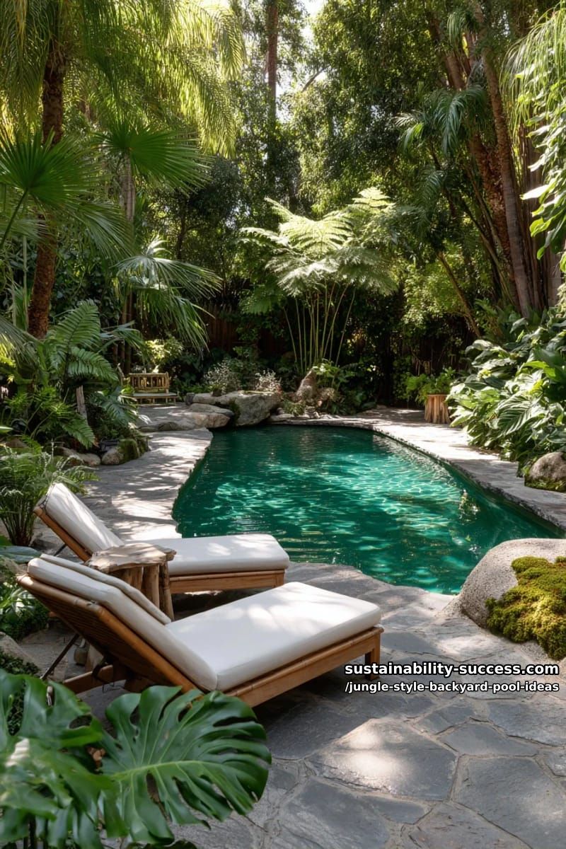 emerald jungle oasis with bamboo loungers and hanging fern baskets 1