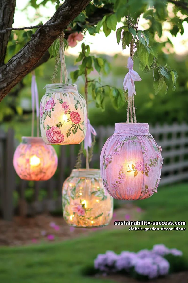 fabric-wrapped hanging lanterns with floral motifs for magical night illumination 1