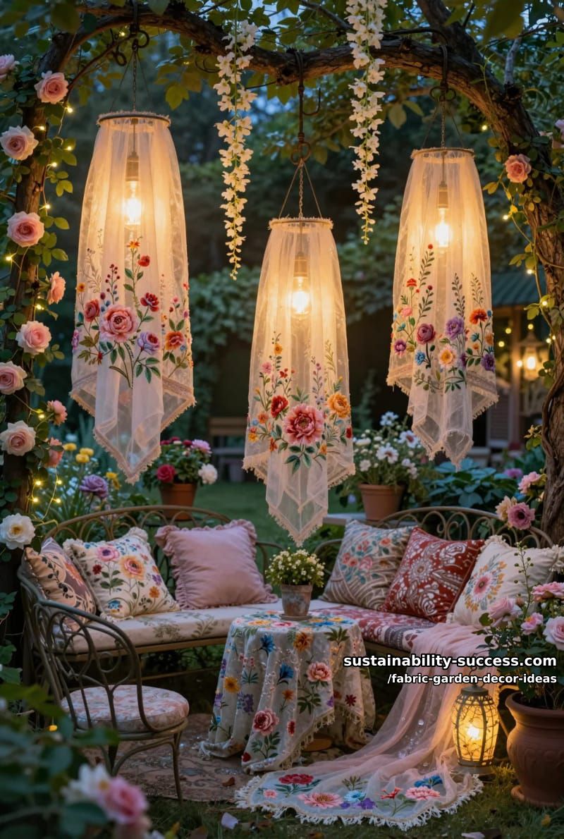 fabric-wrapped hanging lanterns with floral motifs for magical night illumination 1