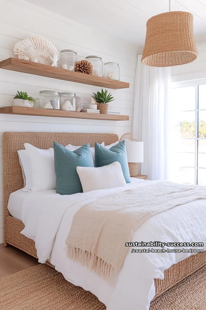 floating wooden shelves displaying coral and coastal treasures 1