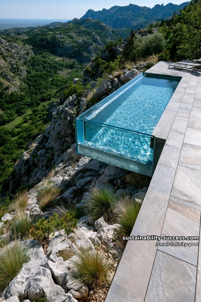 glass-sided infinity pool cantilevered above a dramatic hillside landscape 1