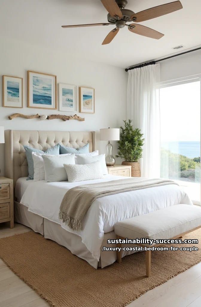 handcrafted coastal artwork gallery wall with driftwood and watercolor pieces 1