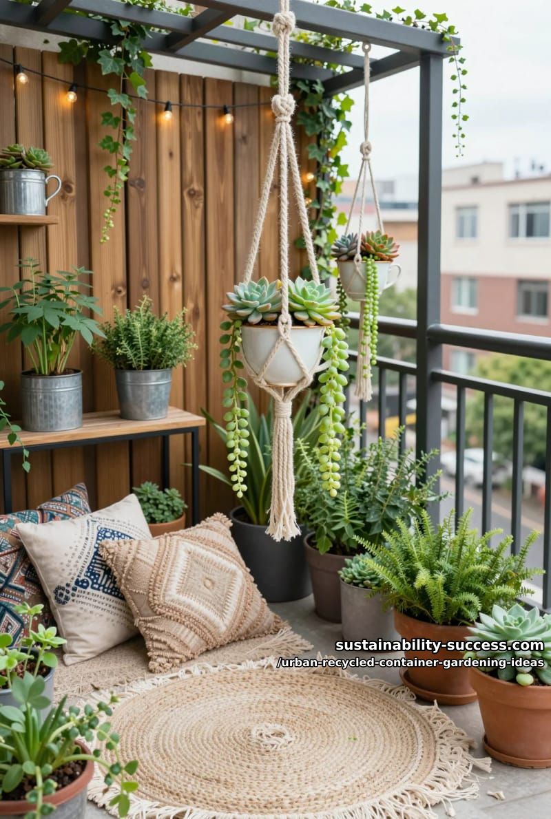 hanging teacup succulent display with trailing plants 1