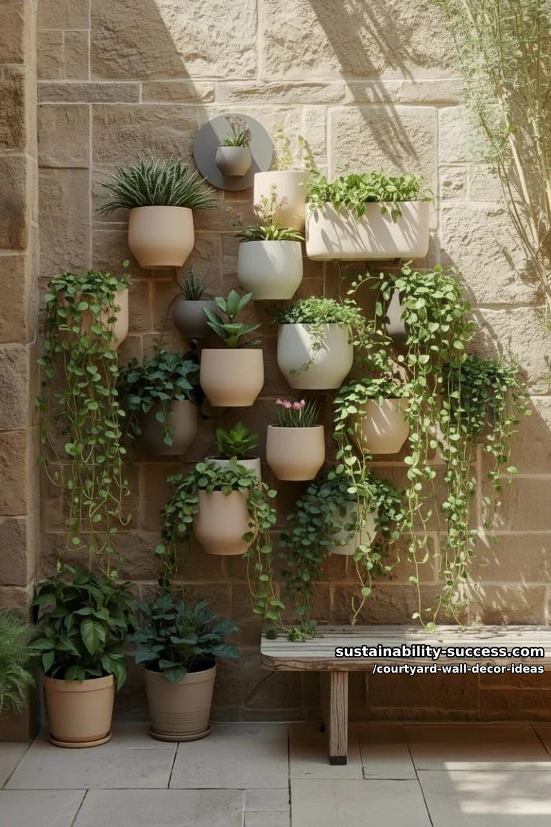 layered wall planters in circular, square, and hexagonal shapes 1