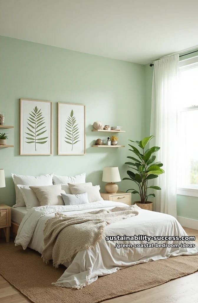 light green walls with gallery of framed pressed beach ferns 1