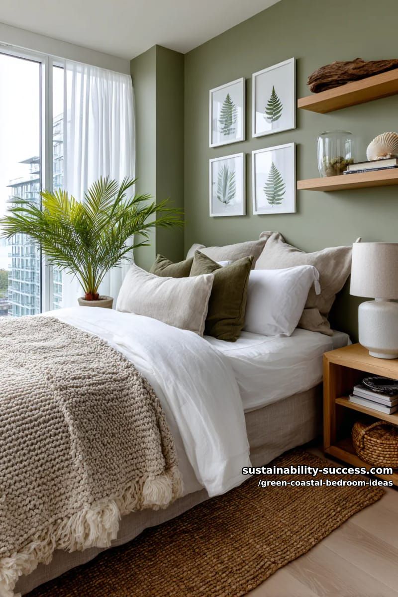 light green walls with gallery of framed pressed beach ferns 1