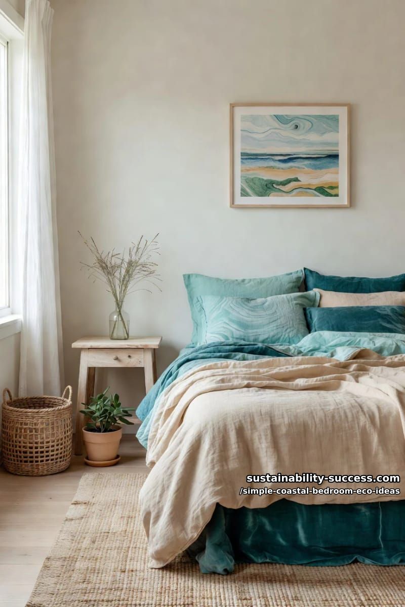 15 Coastal Decor for a Simple Eco-Friendly Bedroom 6 linen bedding in ocean hues for breathable, sustainable comfort 1