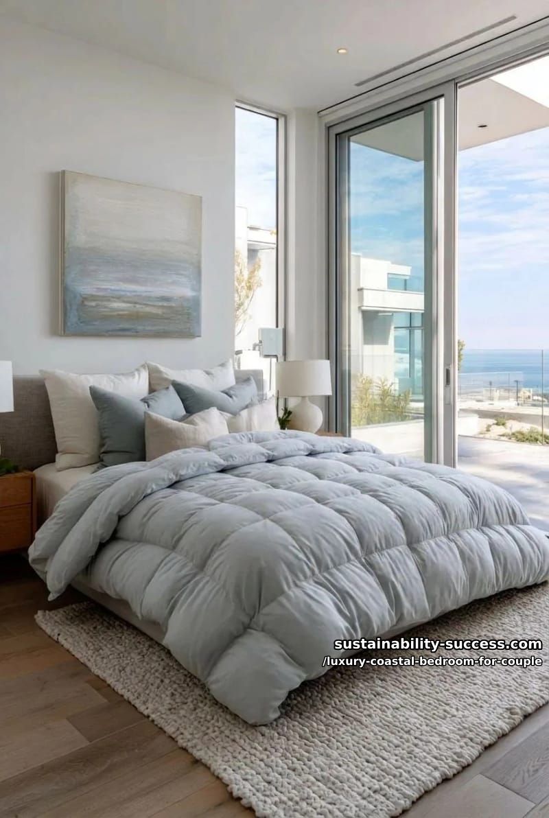 minimalist palette with pale blue bedding and cloud-soft oversized comforter 1