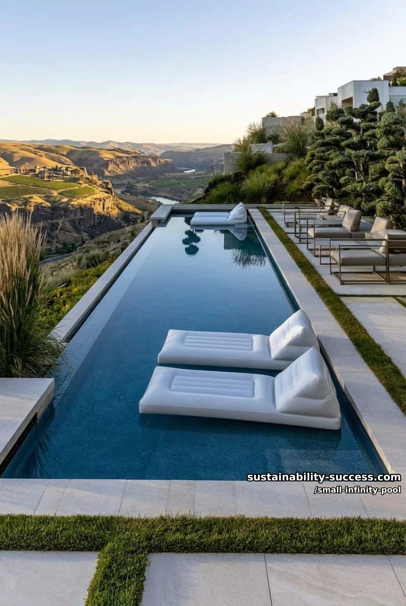 minimalist plunge pool with floating white loungers and geometric edges 1