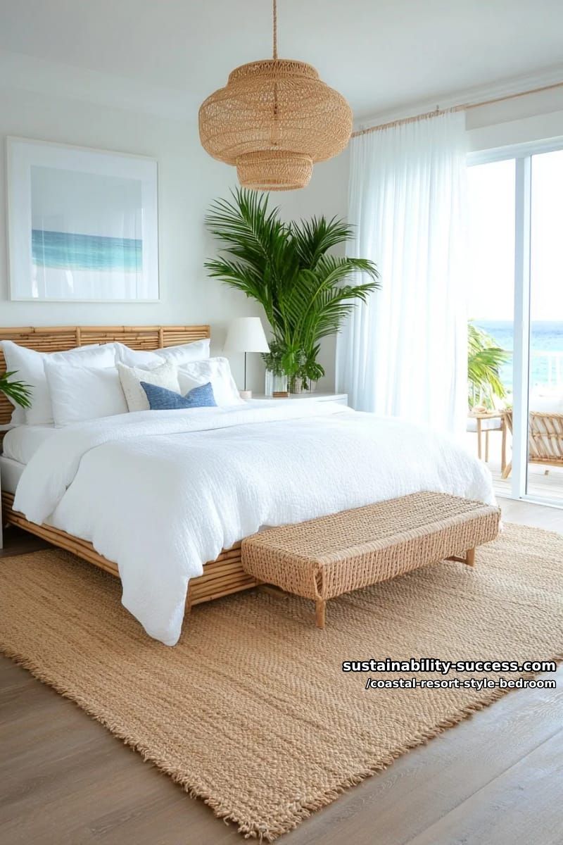 mix of natural bamboo and sleek white furniture for modern tropical style. 1