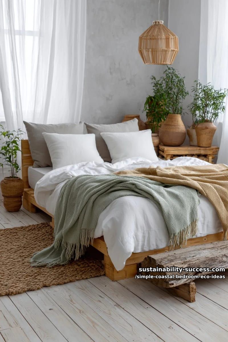15 Coastal Decor for a Simple Eco-Friendly Bedroom 11 organic cotton throw blankets in seafoam and sand tones 1
