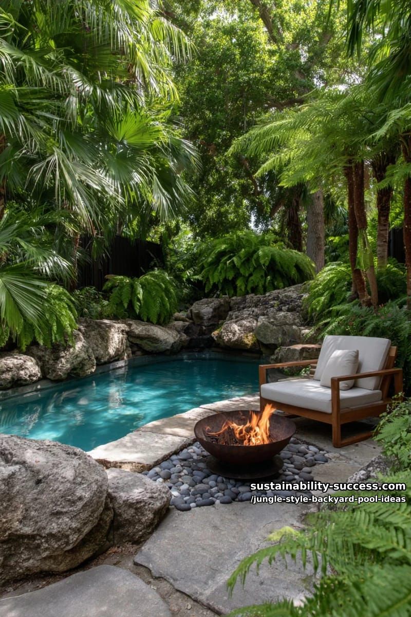 outdoor fire bowl nestled among ferns and mossy rocks 1