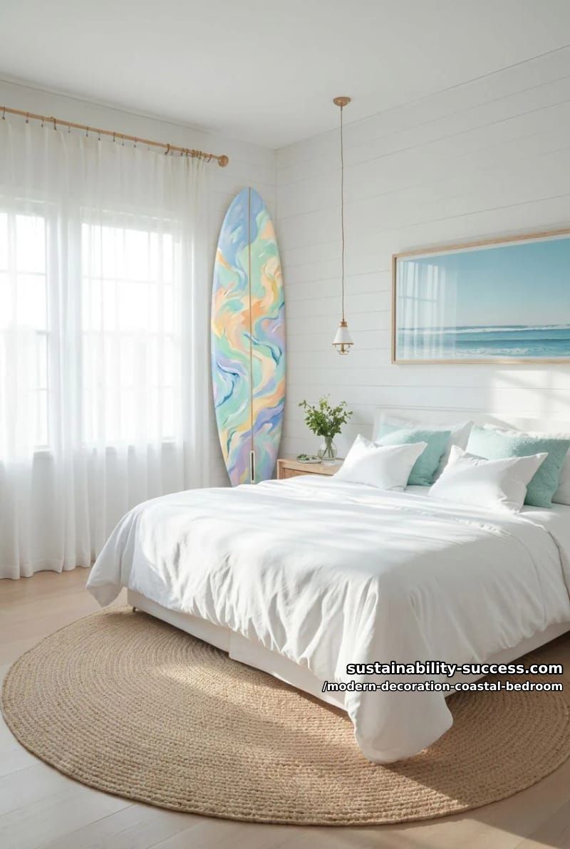 place a surfboard or paddle decoratively against a shiplap wall. 1