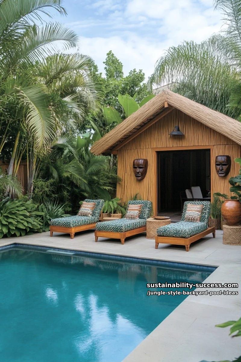 pool house with bamboo walls and tribal decor elements 1