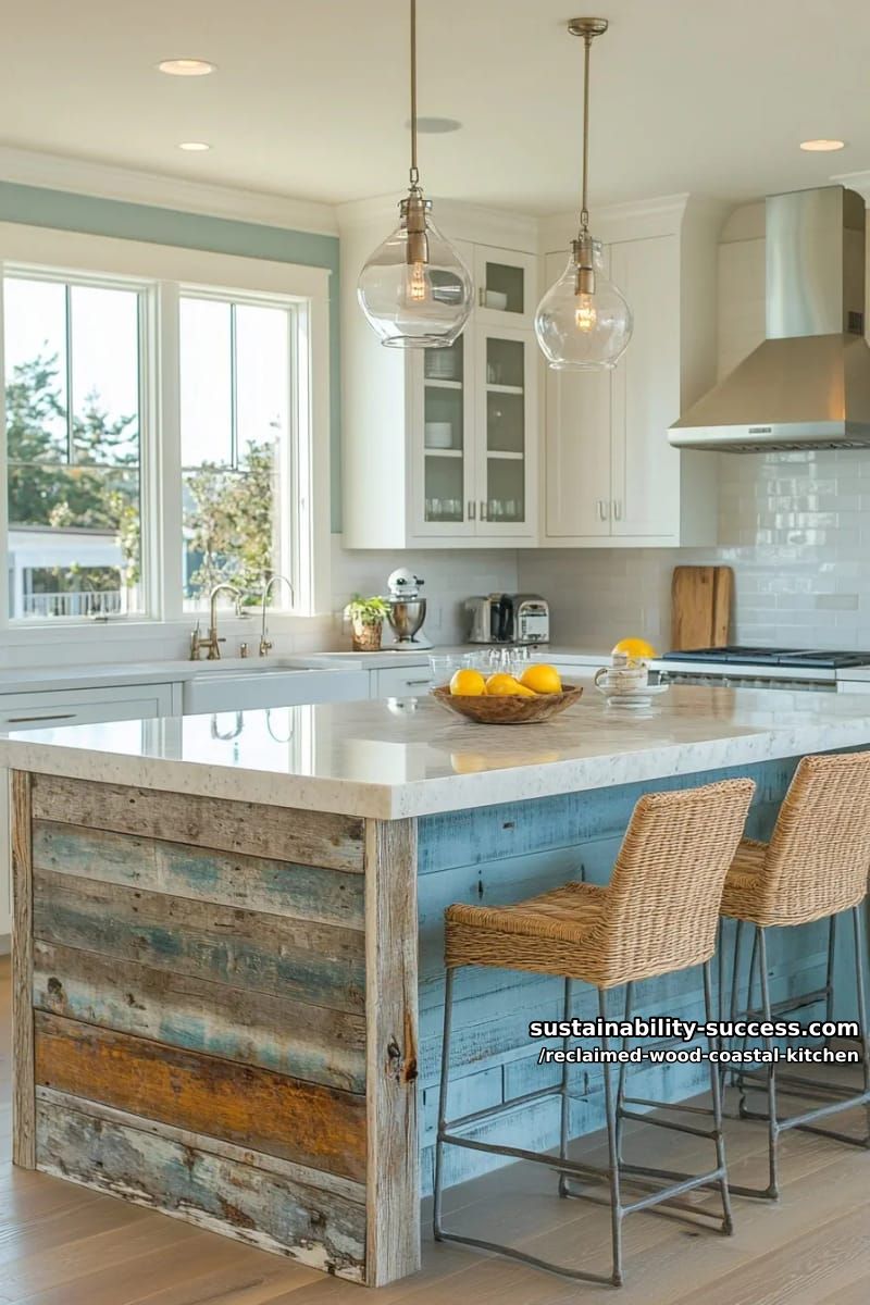 reclaimed dock and pier wood as island base paneling 1