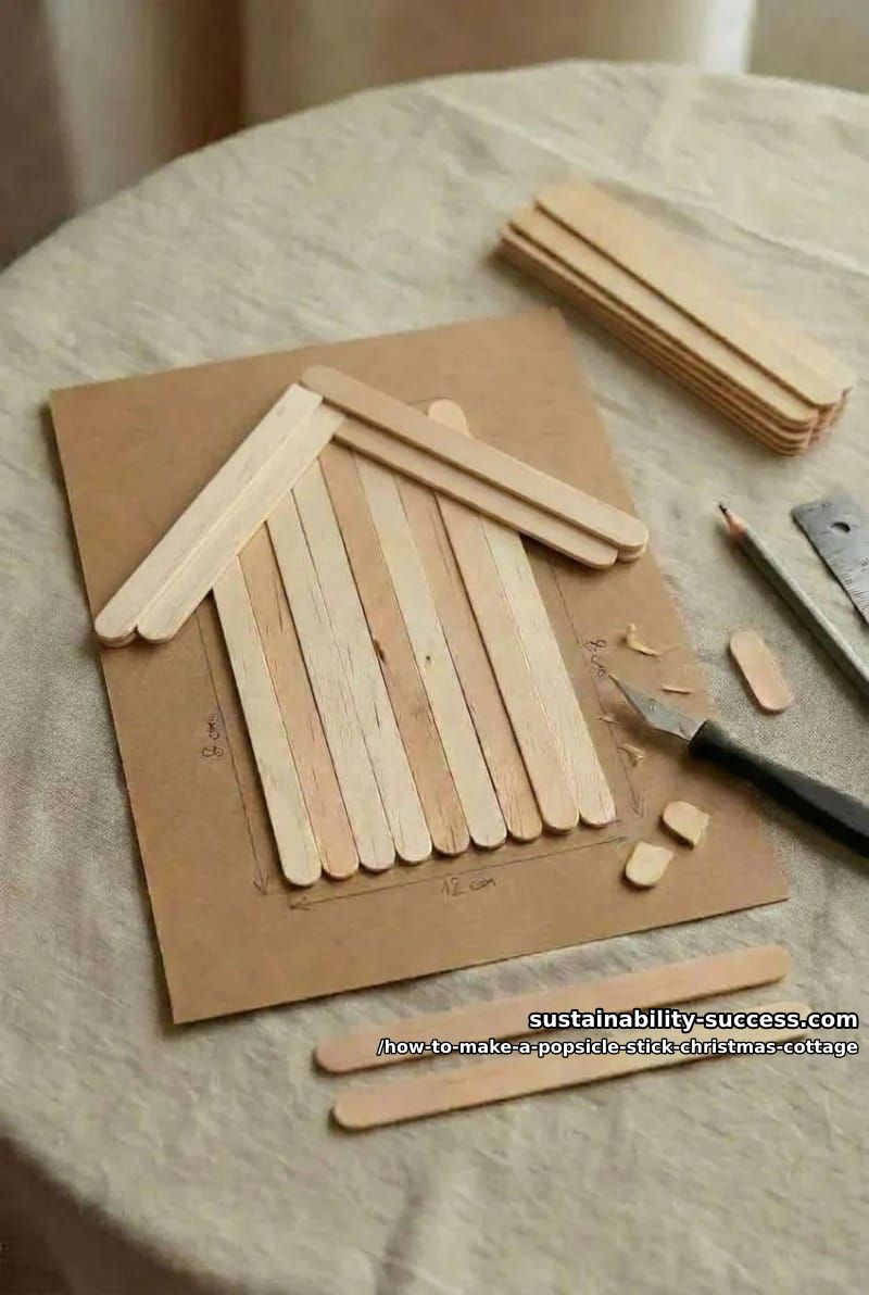 How to Make a Popsicle Stick Christmas Cottage that Wow 7 step 3: build the crossed gable roof 1
