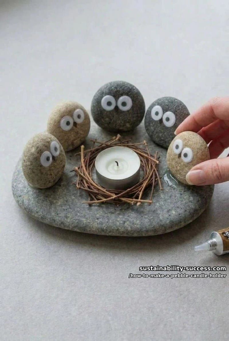 step 6: glue the owls to the base and stage the fire 1