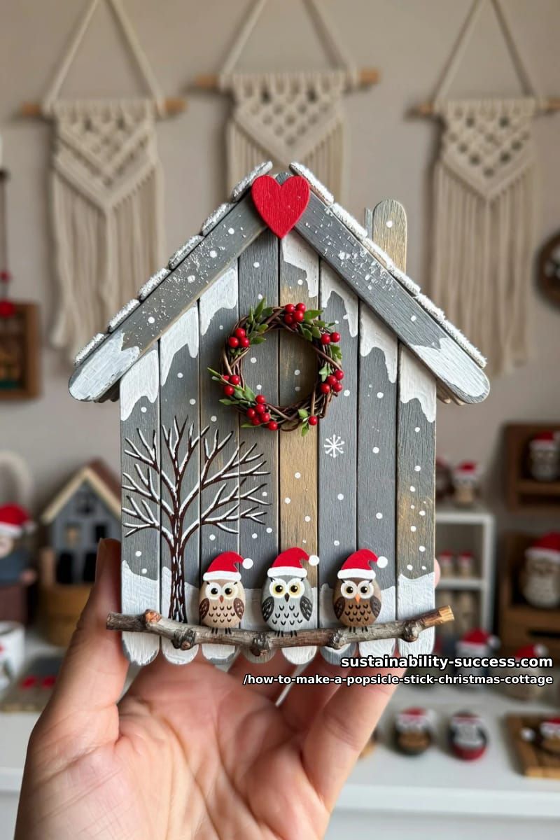 How to Make a Popsicle Stick Christmas Cottage that Wow 14 step 7: wreath, heart, and final assembly 1