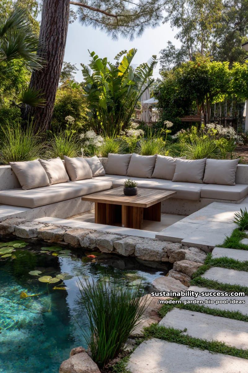 sunken lounge beside a natural-stone edge bio pool oasis 1