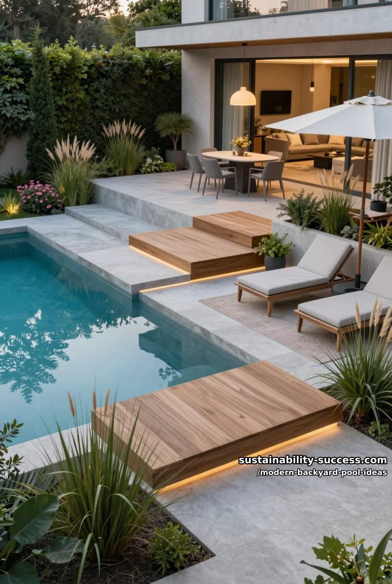 tiered poolside platforms for elevated sunbathing and outdoor dining 1