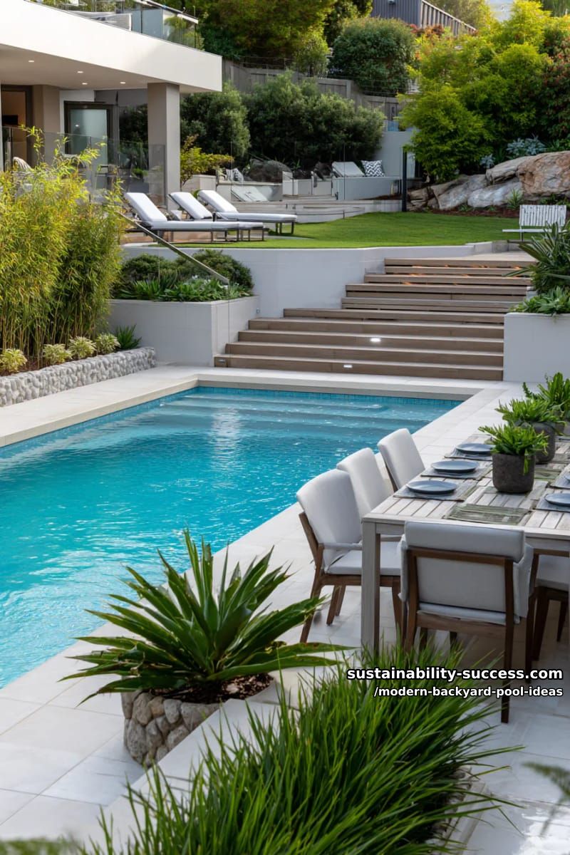 tiered poolside platforms for elevated sunbathing and outdoor dining 1