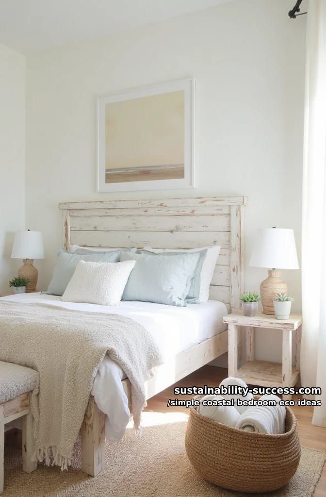 15 Coastal Decor for a Simple Eco-Friendly Bedroom 10 whitewashed reclaimed wood headboard for rustic coastal charm 1