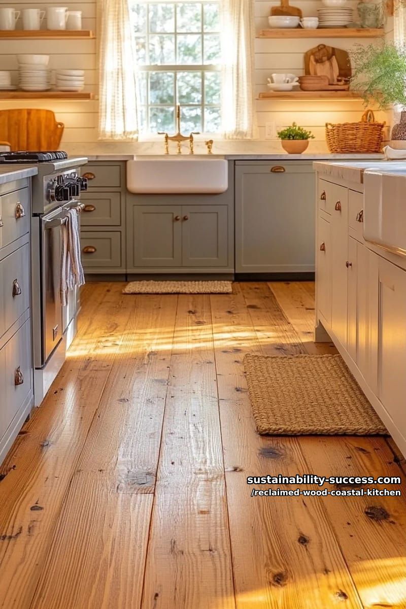 wide-plank reclaimed pine flooring, finished in tung oil 1