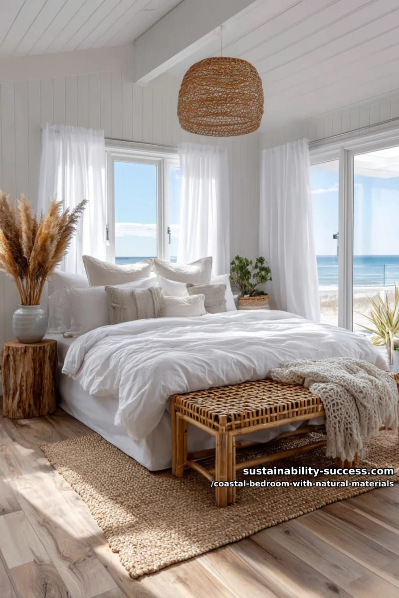 woven bamboo bench at the foot of a cloud-soft bed 1