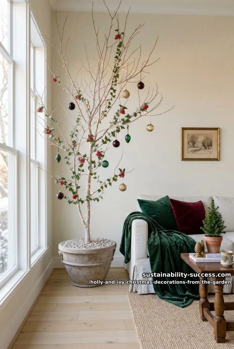 a bare branch dressed in ivy as an alternative tree 1
