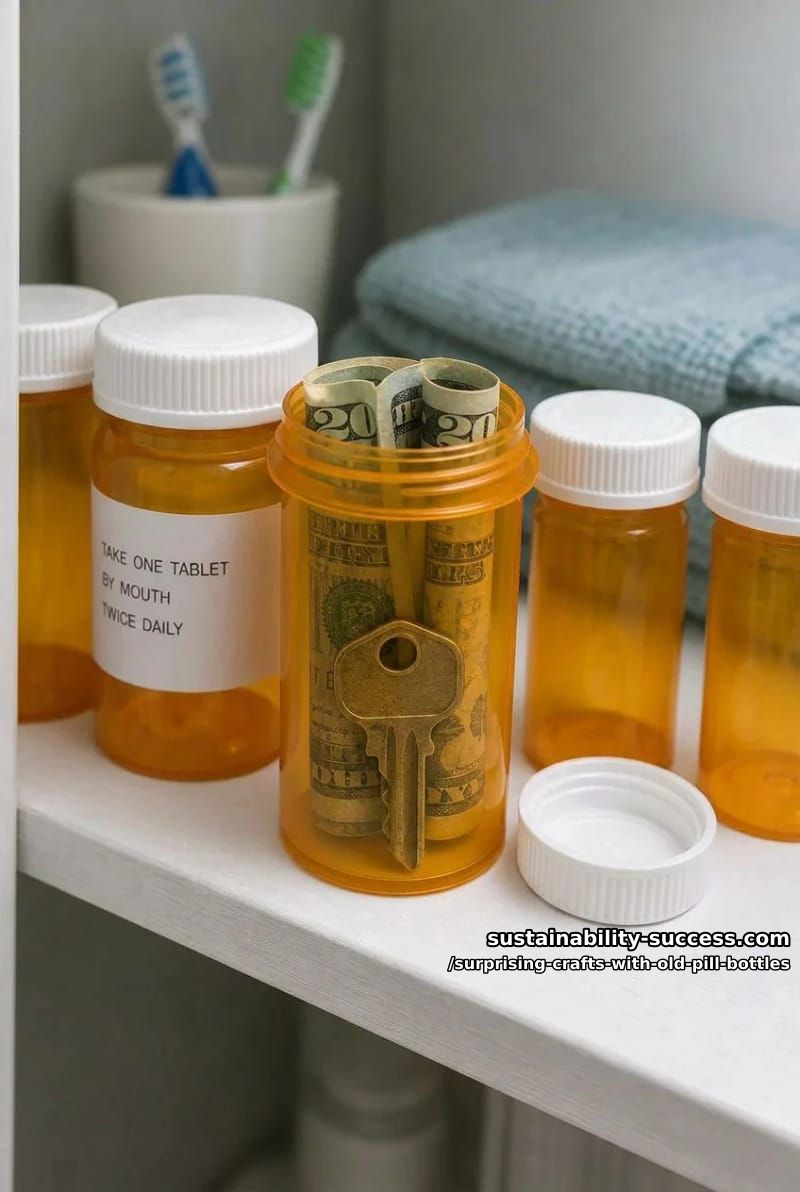 12 Surprising Crafts With Old Pill Bottles 4 a cash-and-key stash that hides in the medicine cabinet 1