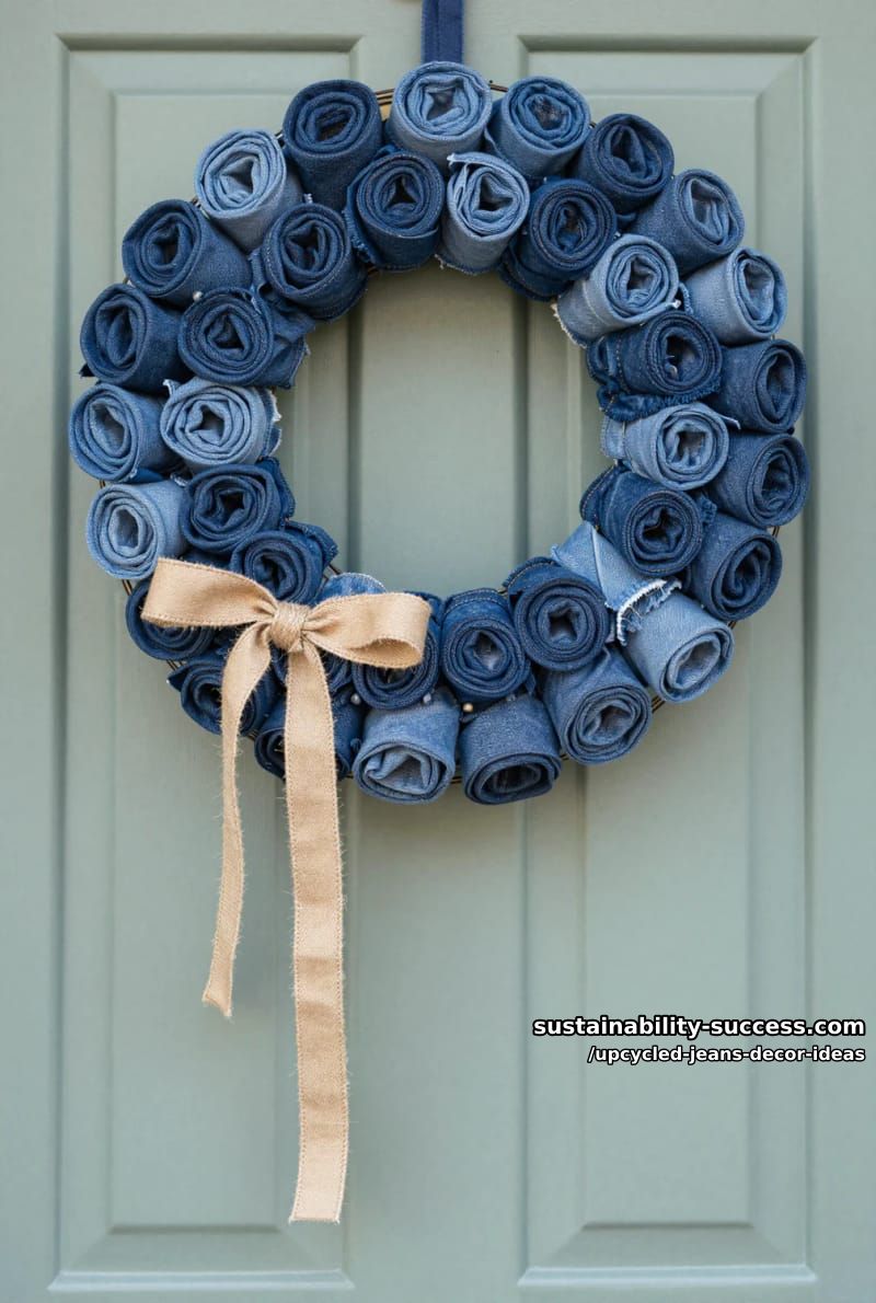 a denim wreath for the seasonal shelf 1