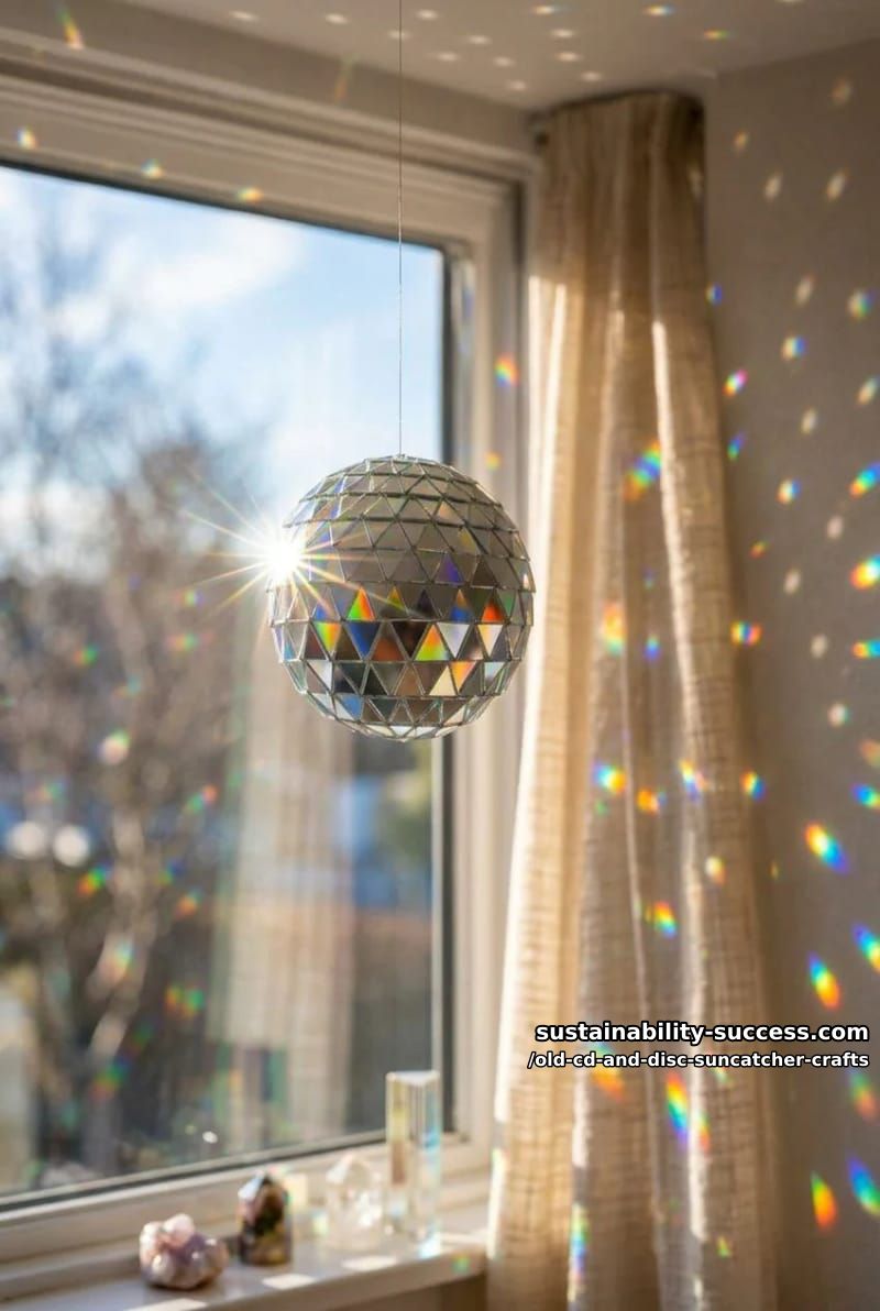 12 Disc Suncatcher Crafts From Old CDs You Were Going to Toss 8 a disco ball built from cd wedges 6