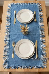 a frayed-edge denim table runner 16