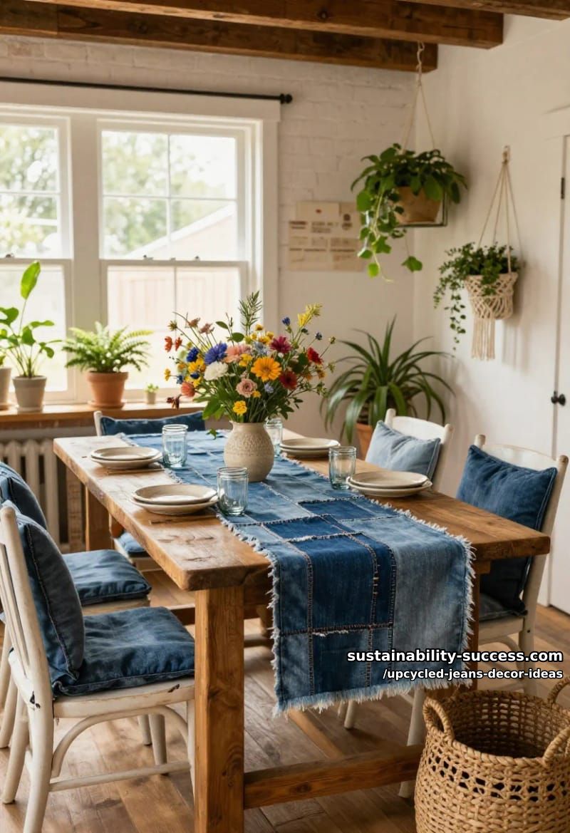 a frayed-edge denim table runner 1