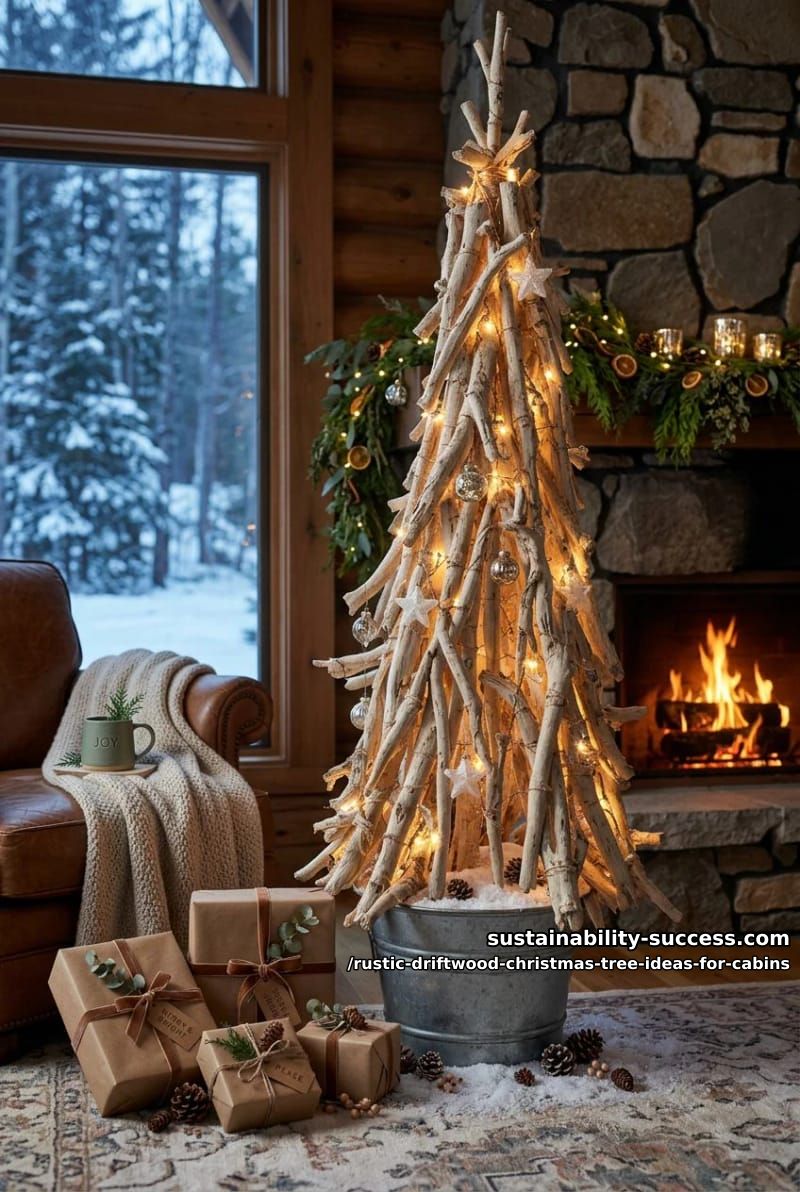 a full-height driftwood cone for the great room 1