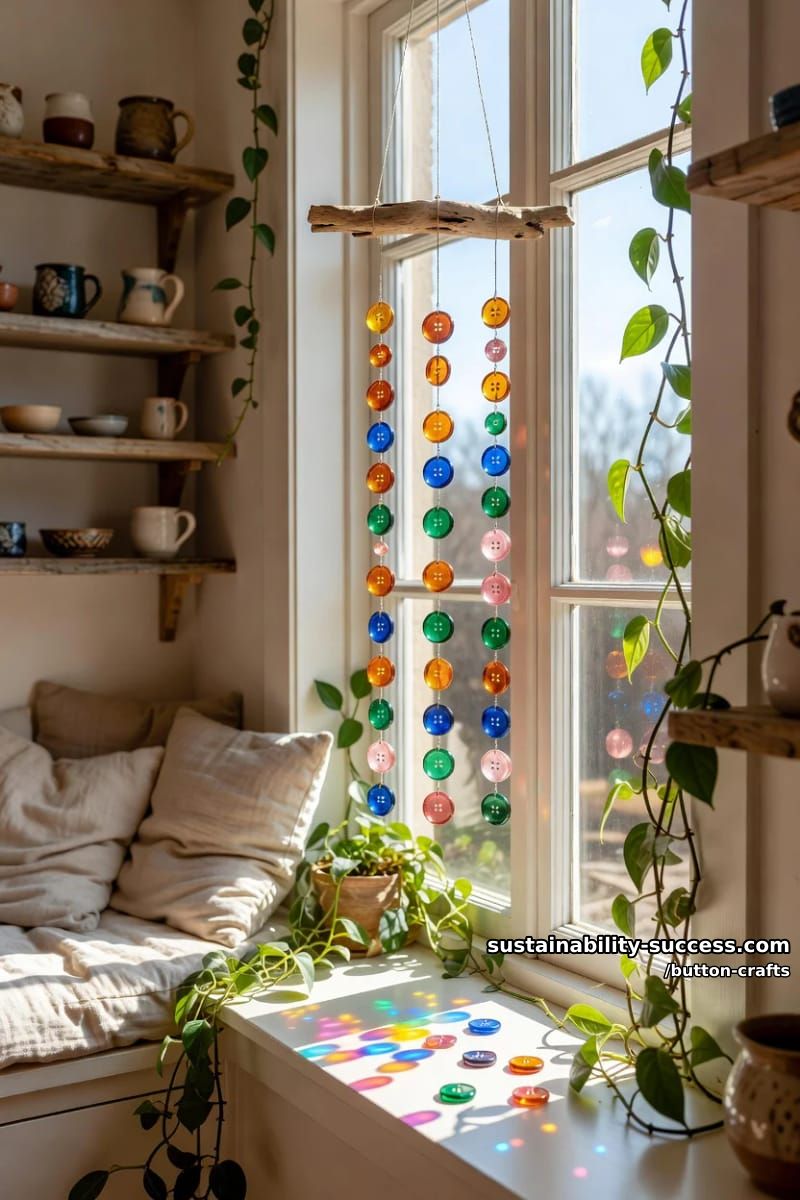 Button Crafts: 11 Colorful Projects for a Jar You Can't Stop Filling 22 a glass button suncatcher for a sunny window 1