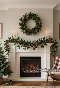 a holly festoon along the mantel, the irish way 13