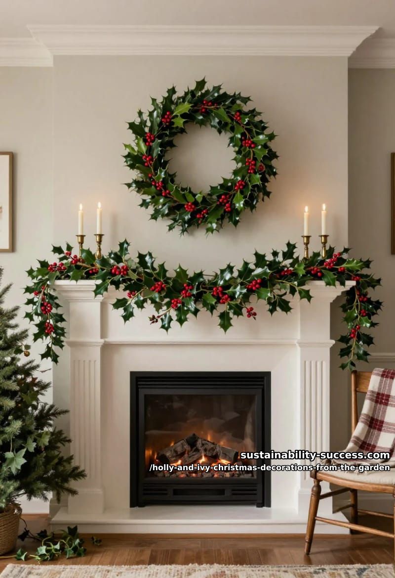 a holly festoon along the mantel, the irish way 1