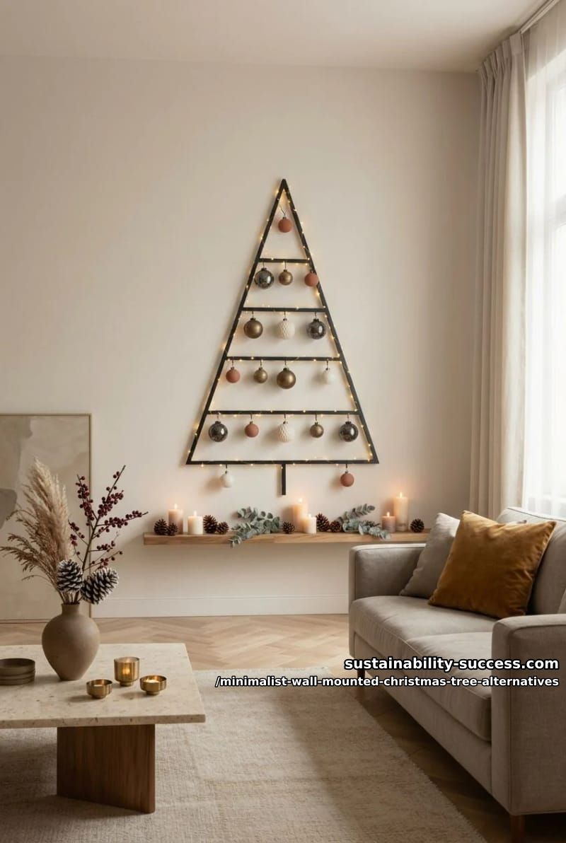 Minimalist Wall-Mounted Christmas Tree Alternatives for Small Spaces 13 a matte metal wall tree is the buy-it-once option 12