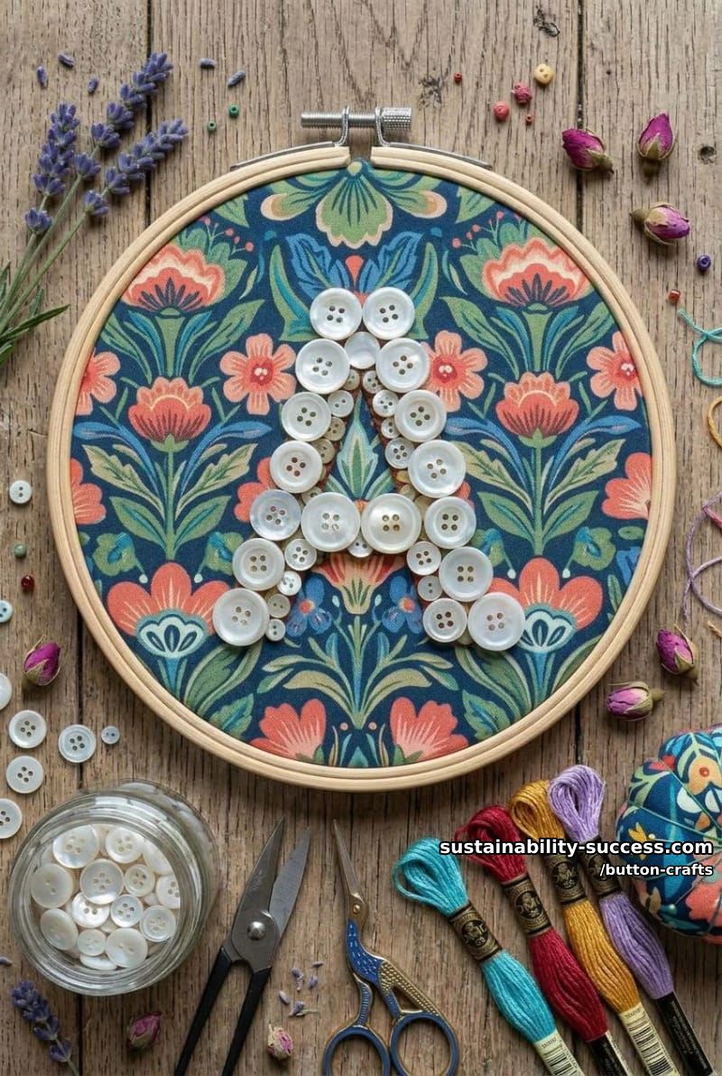 Button Crafts: 11 Colorful Projects for a Jar You Can't Stop Filling 3 a sewn button monogram you can take apart later 1