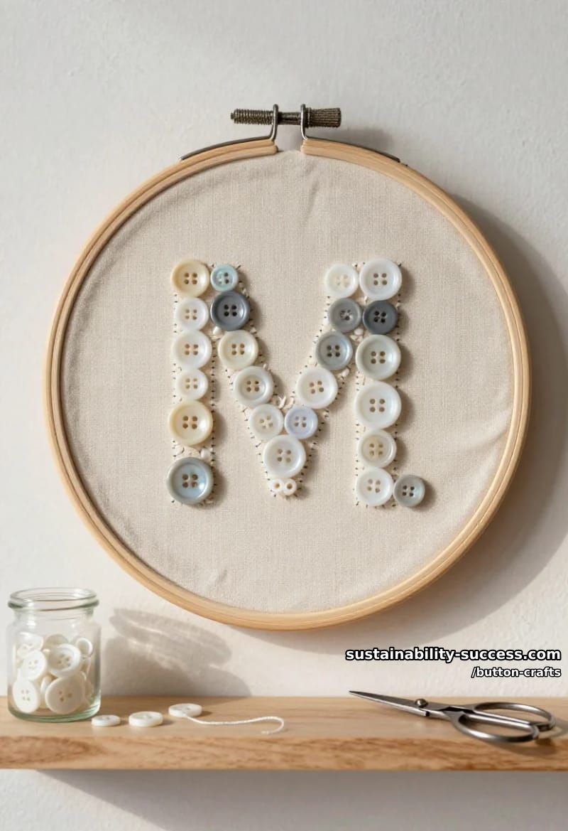 Button Crafts: 11 Colorful Projects for a Jar You Can't Stop Filling 4 a sewn button monogram you can take apart later 1