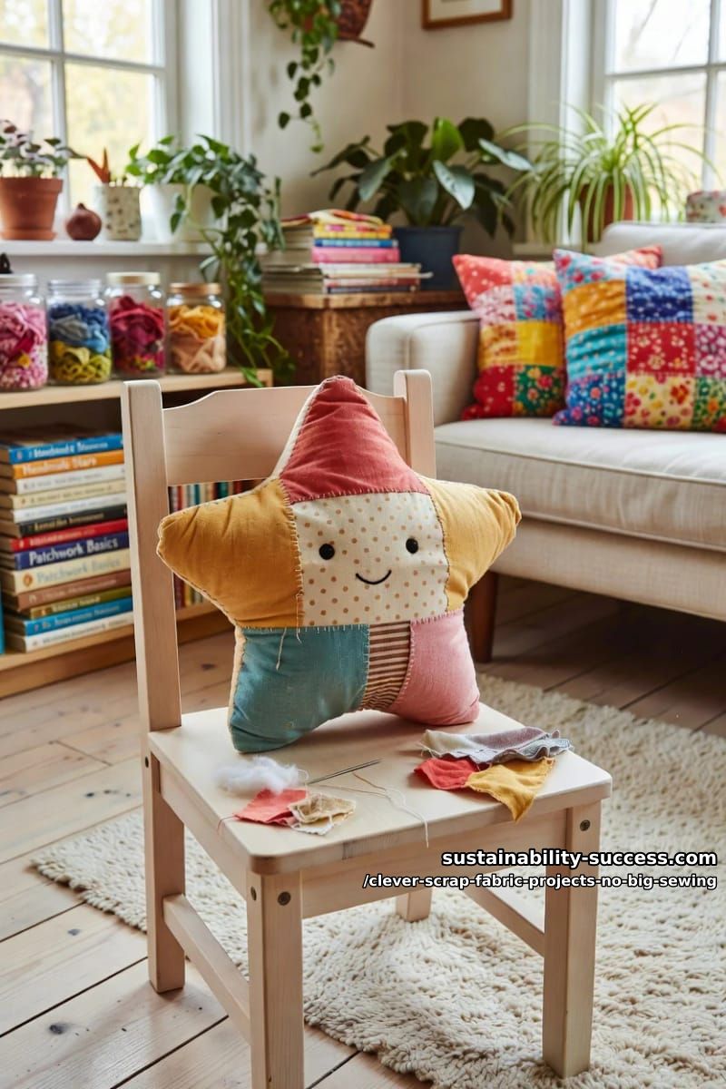 12 Clever Scrap Fabric Projects With Almost No Sewing 22 a small patchwork plushie for the deepest scraps 1