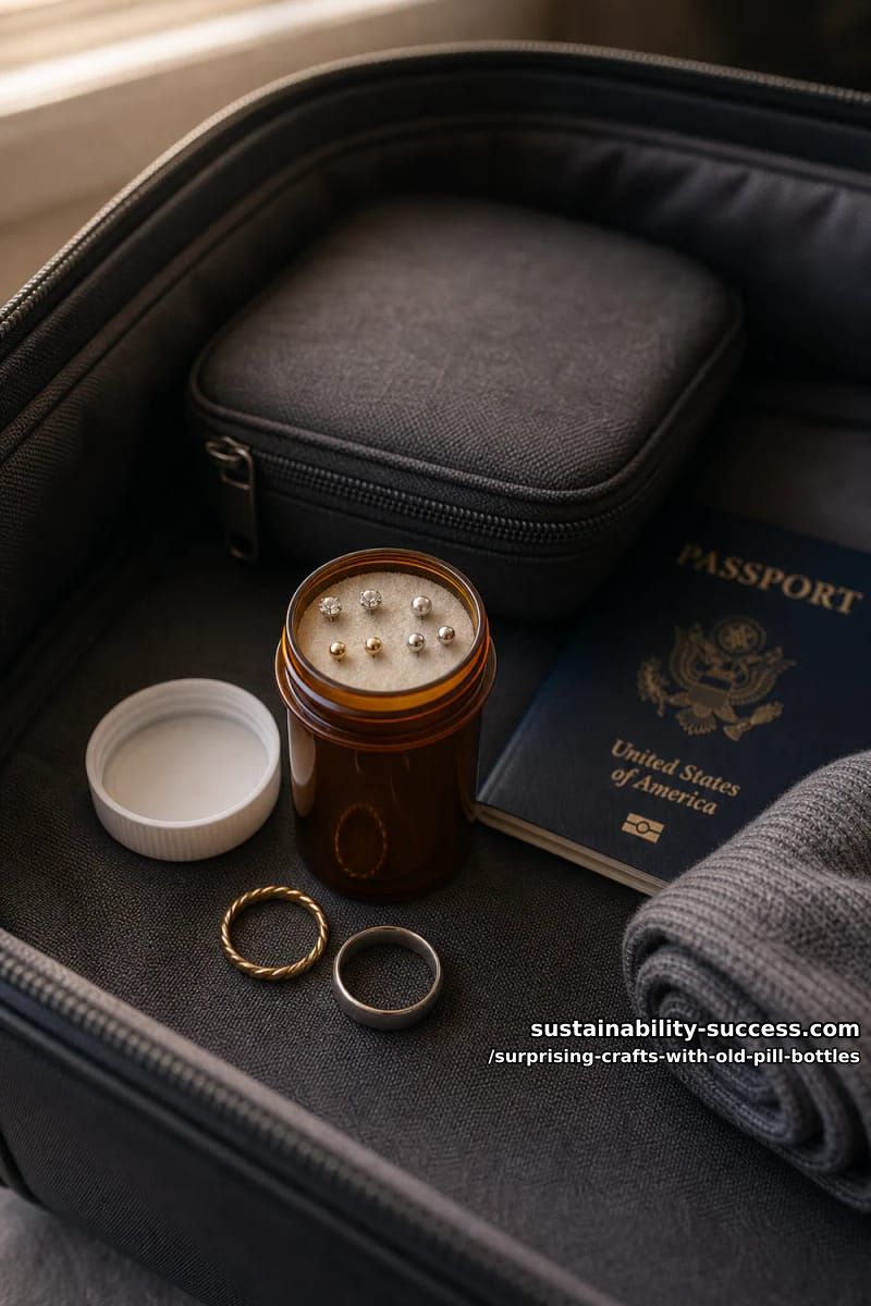 12 Surprising Crafts With Old Pill Bottles 16 a travel capsule for stud earrings and rings 1