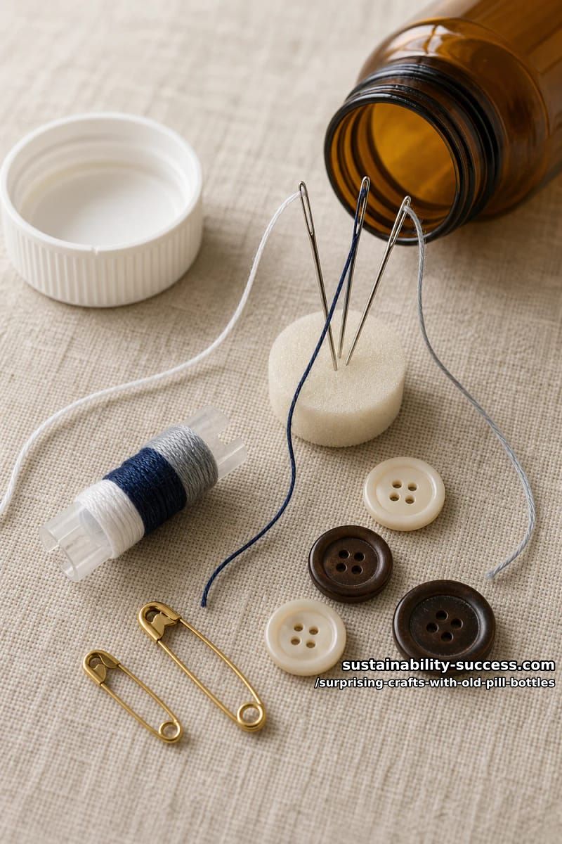 12 Surprising Crafts With Old Pill Bottles 6 a travel sewing kit that beats the hotel freebie 1