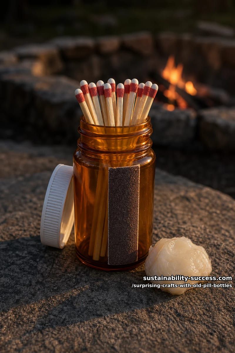 12 Surprising Crafts With Old Pill Bottles 14 a waterproof match and fire-starter holder 1