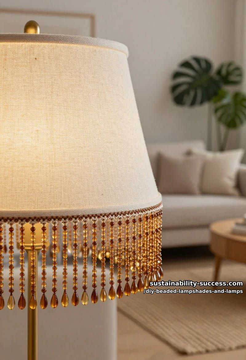 10 DIY Beaded Lampshade and Lamp Ideas for a Warm, Jeweled Glow 24 add a beaded fringe to a shade you already own 1