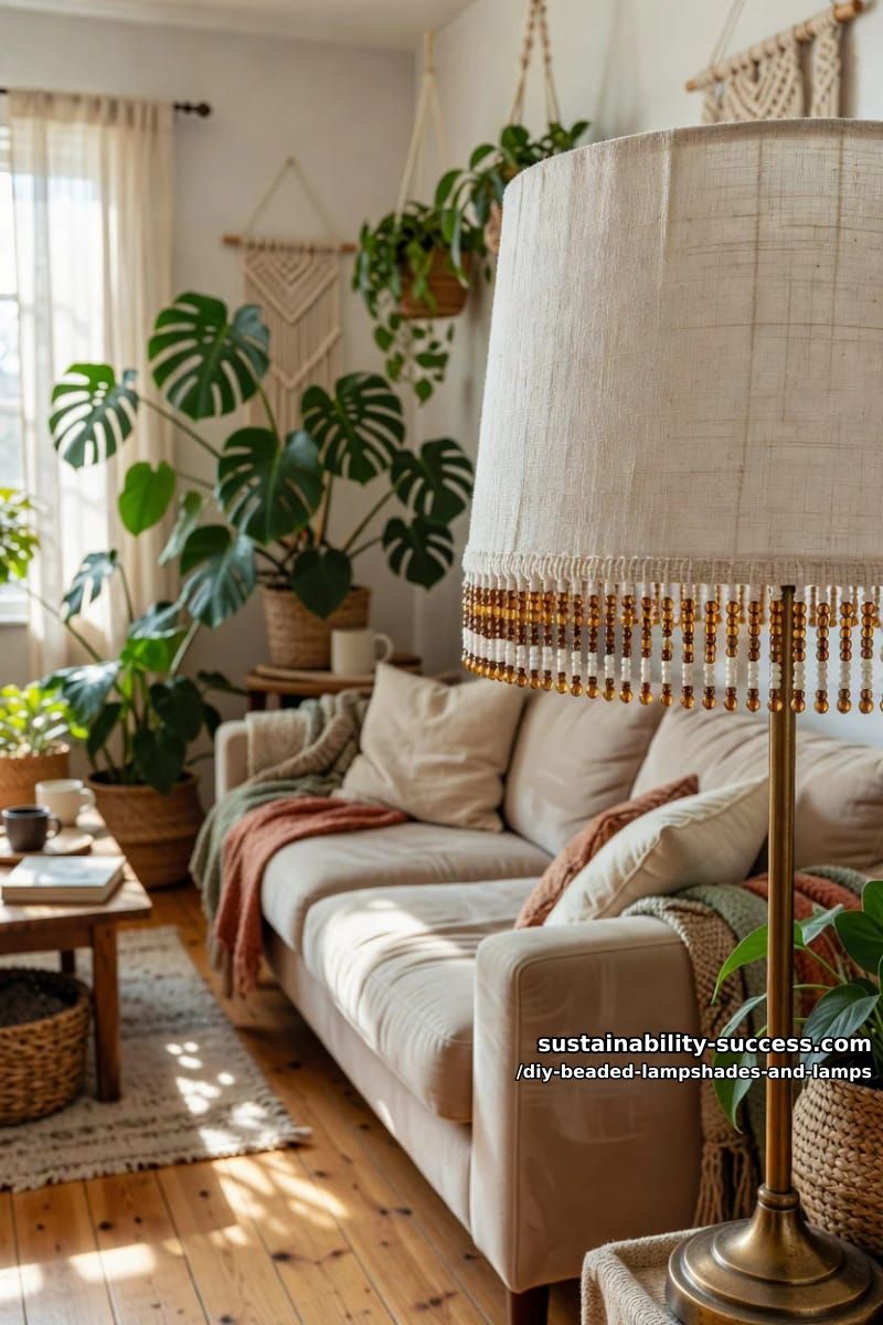 10 DIY Beaded Lampshade and Lamp Ideas for a Warm, Jeweled Glow 25 add a beaded fringe to a shade you already own 1