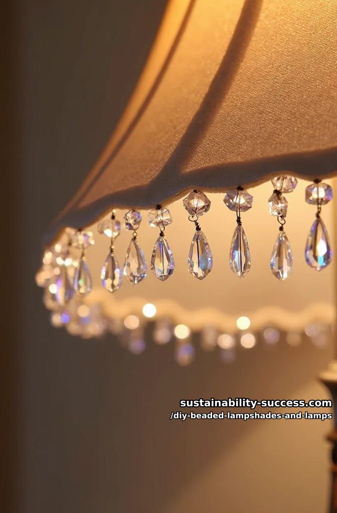10 DIY Beaded Lampshade and Lamp Ideas for a Warm, Jeweled Glow 15 add crystal teardrops for the chandelier-glint version 1