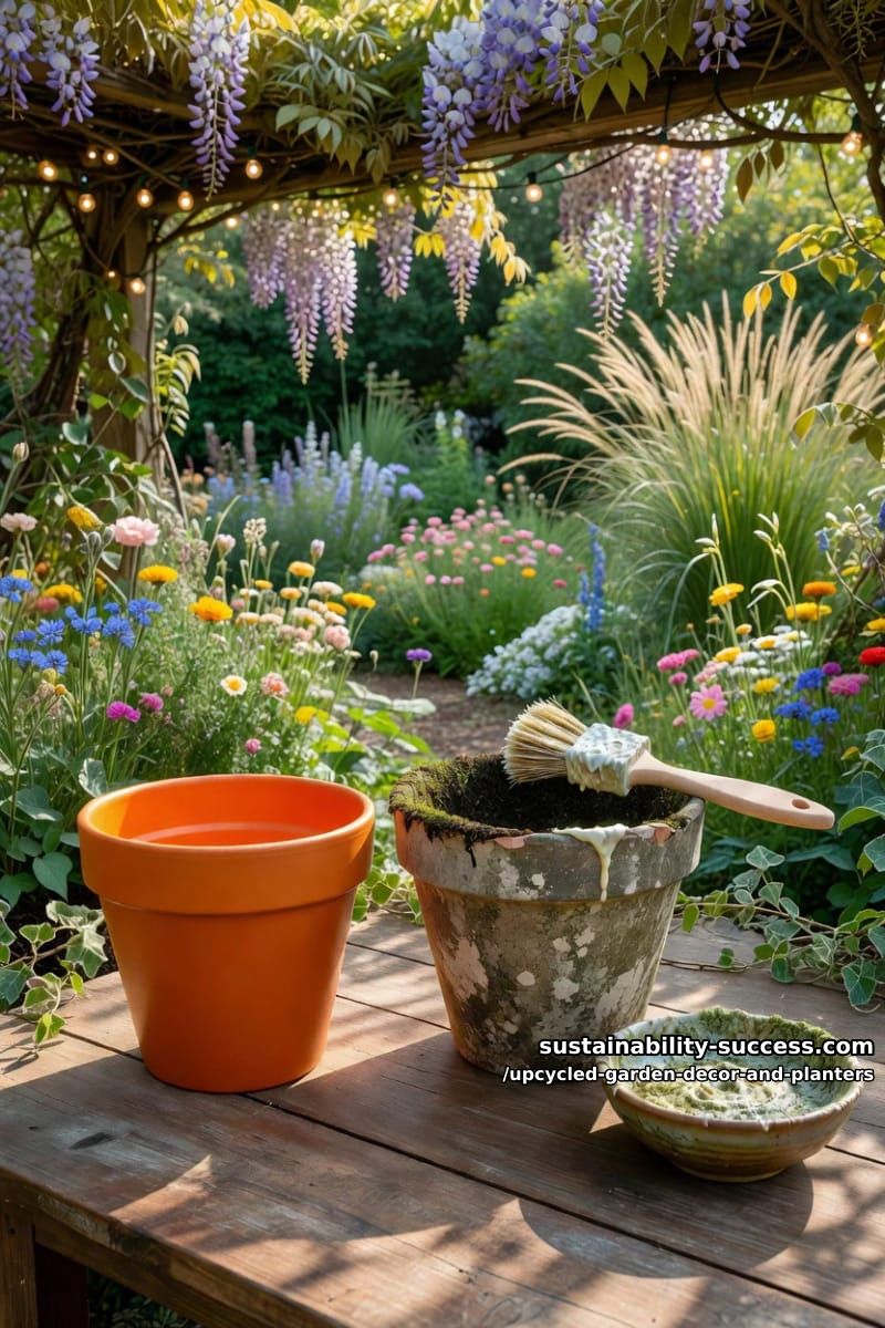 18 Upcycled Garden Decor and Planter Ideas, From Boot Planters to a Watering-Can Fountain 24 aged terracotta: the buttermilk-and-moss patina 1